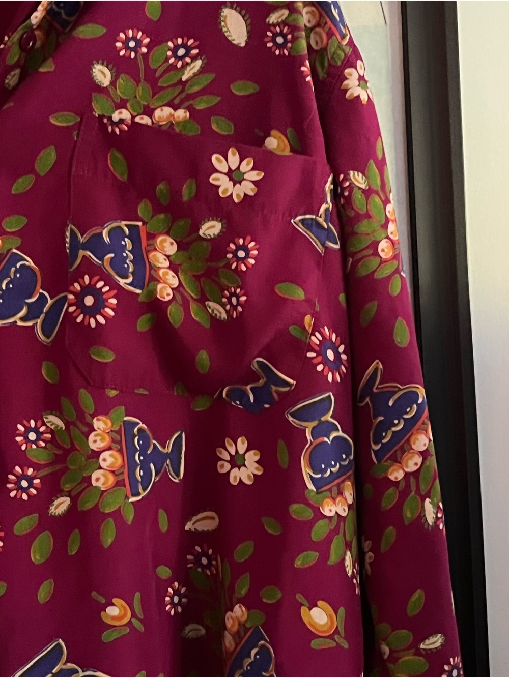 Espirt Vintage Flower Pot Vase Design Blouse 90s Y2K Pink M/L